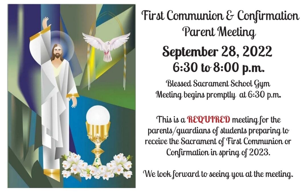 1st Communion & Confirmation Parent Meeting